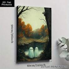 2D Flat, Posters & Prints 1pc Ghostly Companions Wall Art Framed Wall Art - Canvas Prints Poster, Ideal For Home, Office Wall Decor, Family Gift, Living Room Bedroom Wall Decor For Halloween Halloween Decor - Multicolor - View 10