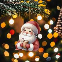 5 Stück Weihnachtsmann Ornamente Dekoration zum Aufhängen, 2D flache Acryl Hänge-Feiertags-Ornamente, Weihnachtsbaum Hänge-Ornamente Weihnachtsdekoration, Feiertags-Party Geschenke, Winter Feiertags-Dekorationen, Weihnachtsdekoration Zuhause, Raumdekoration, Wohnzimmer Dekoration, Klassenzimmer Dekoration, Schlafzimmer Dekoration und Weihnachtsparty Dekoration