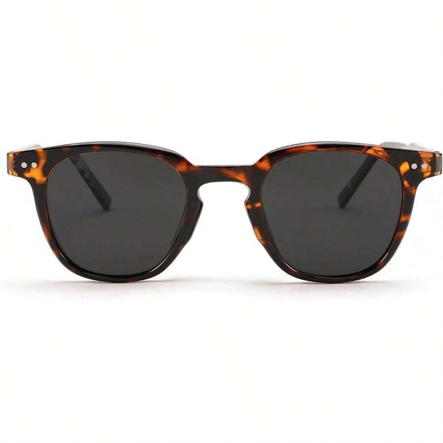 Gafas de sol clásicas Lentes de sol redondas retro para mujeres hombres Gafas de moda - 005 Montura leopardo/lente gris - Ver 1