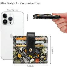 Small Wallets For Women Slim Minimalistfor Bifold Credit Card Holder For Pocket Or Purse, Dried Flowers{"Color_name":"DriedFlowers"} - 多色3 - 查看 6