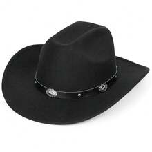 Women Sparkly-Rhinestone Western-Cowgirl-Hat Glitter-Bling Cowboy-Hat Felt-Rodeo-Hat For Disco-Party Medium/Large{"Size":"Medium-Large","Color":"Concho-RodeoBlack"} - Concho-rodeo黑中號大號 - 查看 7