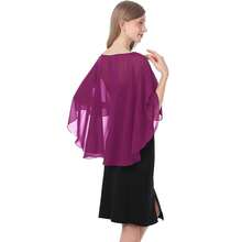 Baoqiya Women's Capelet Shawls And Wraps For Evening Dresses Soft Bridesmaid Shawl Chiffon Cape Wedding Cover Up{"Color_name":"Purple"} - 紫色 - 查看 5