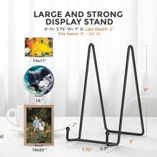 TRLIFE 8 Inch Large Plate Stands For Display Plate Holder Display Stand + Metal Frame Holder Stand For Picture Decorative Plate Platter Book Photo Easel 2 Pack - Black - View 2