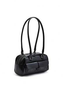 Geantă retro crossbody pentru femei cu buzunare multiple - Design ușor de tip bowling din ceară uleiată, reglabilă și cu închidere cu fermoar, potrivită pentru naveta zilnică, serviciu, cumpărături