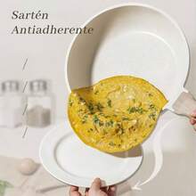 Sartenes Antiadherentes, Sartn de Chef de Granito con Revestimiento Fcil Limpieza, Bateria de Cocina Libre de PFOA, Sartn para Estufa de Induccin Blanco, 20CM - Blanco + 20CM - Ver 3