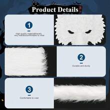 Exlinonline Werewolf Wolf Costume For Women Men Adult Kids With Big Bad Wolf Ears Tails Glove And Mask For Halloween{"Style":"OmegaMale/Female"} - Omega男性/女性 - 查看 4