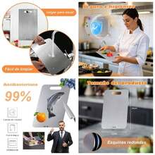 Tabla de cortar de acero inoxidable Tabla de cortar de cocina para carne, fruta y verdura Tabla de cortar multifuncional de cocina 34 * 23cm Mediana 34 * 23cm - 18 cm de largo x 15 cm de ancho - Ver 1