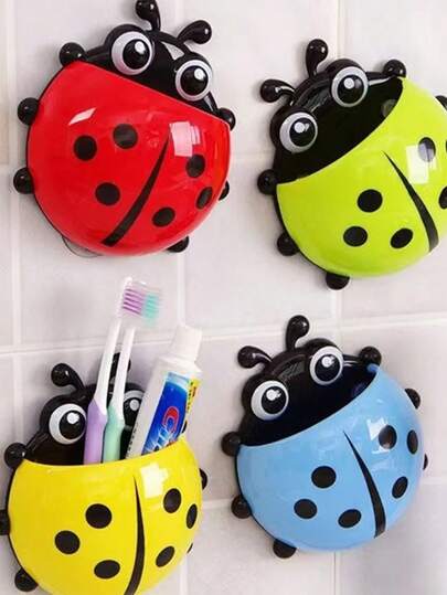 1 pezzo Portaspazzolino da denti senza foratura, rastrelliera di stoccaggio divertente, appendino a cartone animato per bambini, stile carino realizzato in plastica, resistente alla ruggine e impermeabile, elegante decorazione da bagno, organizer da bagno, portaspazzolino da denti, custodia per spazzolino da denti