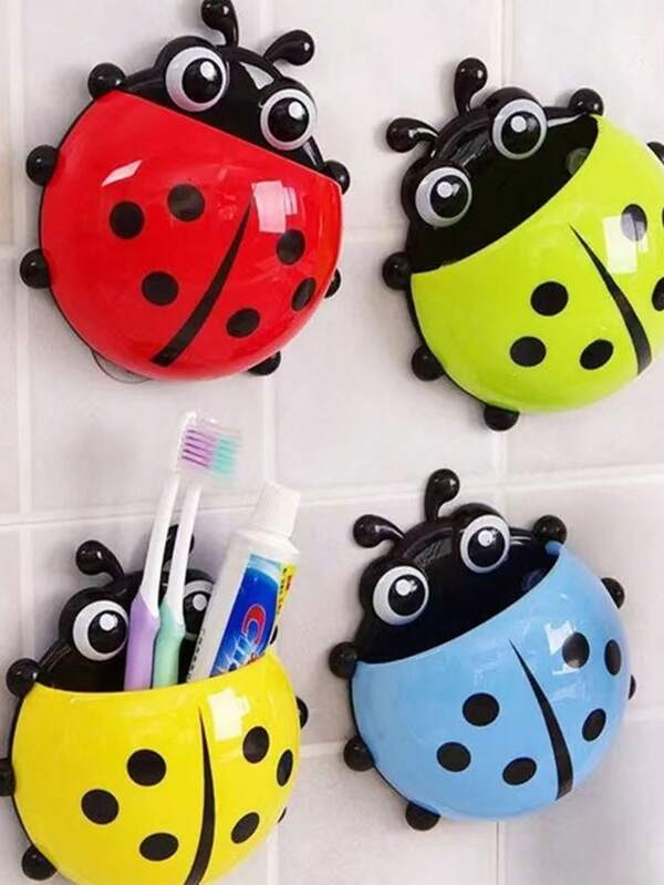 1 pezzo Portaspazzolino da denti senza foratura, rastrelliera di stoccaggio divertente, appendino a cartone animato per bambini, stile carino realizzato in plastica, resistente alla ruggine e impermeabile, elegante decorazione da bagno, organizer da bagno, portaspazzolino da denti, custodia per spazzolino da denti