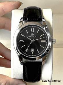 PABLO RAEZ 1pc Man Business Watch Fashion Casual Wristwatch For Gentleman Silver Jewelry Non Tarnish Color Stainless Steel Luxury Black Soft Leather Bracelets Chain Real Bar Scales Calendar Display With Date 50M Waterproof Top Brand New AAA Male Quartz Wristwatch Elegant Clocks Nice Teacher Gifts Hours Friend Or Family Father Presents Fit For Daily Life/Work/Party Decorations Dress Watch Graduation Wedding Presents - 均碼 - 查看 3