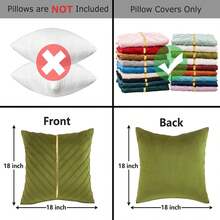 Navy Blue Velvet Throw Pillow Covers 18 X 18 Inch Pack Of 2 With Gold Leather Decor For Couch, Luxury Modern Pillowcases For Living Room, Bedroom Sofa Cushion Bed - 橄欖綠 - 查看 11