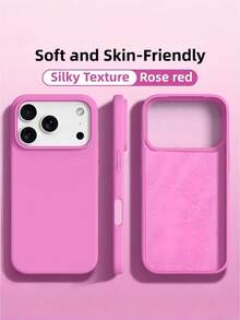 New Luxury Shock-Absorbing Soft Beige Phone Case, Compatible With IPhone 17 Air 16 15 Pro 14 Plus 13 12 11 17 Pro Max, Anti-Fall Smooth, Anti-Shock Design, Fashion Minimalist, Skin-Friendly Material - Pink - View 3