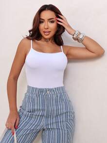 Kit With 4 Women's Leotard Bodysuit With Straps And Straight Neckline, Shaping, Elastic Fabric, Non-Transparency, Casual Fashion, Versatile, Basic, Gringa, Blogger - 羅莎咖啡黑白 - 查看 5