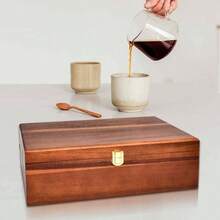 Caja para T Fabricada con Madera, para T, Caf, Especias, con 8 Compartimentos, Diseo Minimalista, Compacto y Multifuncional, para Despensa, Nevera, Cocina - Grano de madera - Ver 8
