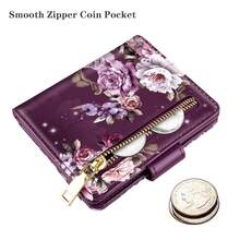 Slim Bifold Wallet RFID Credit Card Wallet Small Cute Card Holder For Women, Purple Flowers{"Color_name":"PurpleFlowers"} - 多色19 - 查看 5