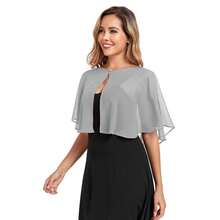 Women's Soft Chiffon Capelets Shawls And Wraps For Evening Wedding Cape Bole Cover Up{"Color_name":"LightGray"} - 淺灰色 - 查看 1