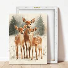 1 Peça Pintura de Rena Rudolph de Natal, Cervo de Natal Caprichoso, Arte de Parede de Natal com Nariz Vermelho, Pôster Vintage Atmosférico de Rudolph, Arte Rústica, Arte em Tela, Pôsteres para Quarto, Decoração Doméstica, Decoração de Quarto Estética, Itens de Decoração de Quarto. Moldura Opcional