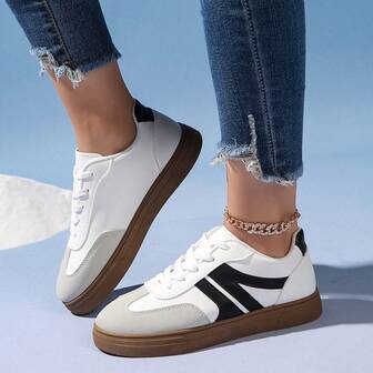 Women's Lace-Up Casual Sneakers, Outdoor Hiking Skateboard Shoes, Daily Versatile Sports Shoes