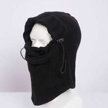2件套冬季保暖抓绒针织拉法帽围巾男女通用，户外骑行滑雪面罩颈部保暖头套