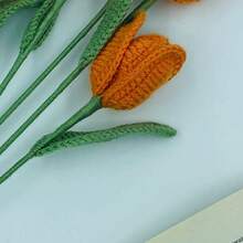 onEternal Handmade Crochet Tulip Flower Branch Eternal Flower Yarn Flower Home Decor Gift Floral Bouquet