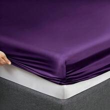 Silky Soft Pink Twin XL Satin Bed Sheets Set, 1 Deep Pocket Fitted Sheet + 1 Flat Sheet + 1 Pillowcase,  In 2025 - 深紫色 - 查看 6