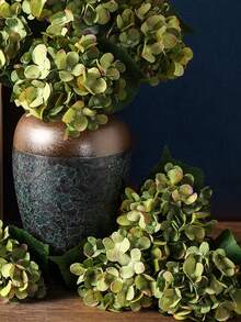 1/3pcs 16.9Inch Green Hydrangea Artificial Flowers With Stems, Silk Hydrangea Desktop Decoration Flowers, For Home, Room, Office, Garden, Wedding DIY Decoration, Fake Plant - Green - View 3