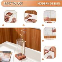 Incense Holder Stick, Glass Insence Sticks With Removable Anti Ash Catcher Storage Tube, Wood Cones Holders Stand With Ash Brush, Yoga Spa Madiation Relaxation, Home Decor - 棕色 - 查看 6
