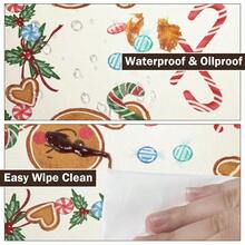 Water-Resistant Round Tablecloth With Elastic Edge For 40-44" Tables - Gift-gingerbread Man - View 2