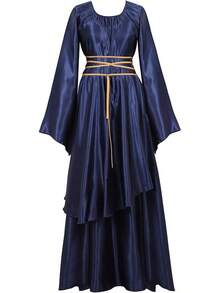 Renaissance Dress For Women, Fairy Medieval Costume Ball Gown, Elegant Victorian Peasant Dress For Cosplay - Váy satin Irish màu xanh navy - Xem 12