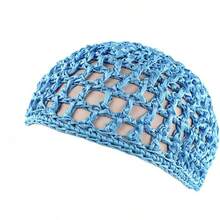 Women Soft Rayon Snood Hat Hair Net Crocheted Hair Net Mix Colorshalloween - 庫法淺藍色-2件 - 查看 12