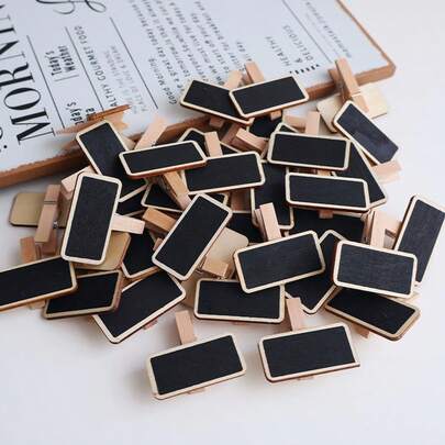 Mini tableau noir à pince ; Mignon support en bois artisanal pour étiquette de prix, affichage de notes d'apprentissage. Pince mini photo, petits articles de la vie quotidienne, décoration de maison, photo d'étudiant, tableau noir multifonctionnel mini