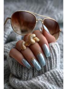 24 Pieces/Random Delivery - High-End Salon-Grade Press-On Nails - Short Square Full-Coverage False Nails, Solid Color Nails, Almond-Shaped Press-On Nails, Coffin-Shaped Nails, Oval Nails. Various Nails, Press-On Nails, Nail Art Supplies, Suitable Women And Girls Who Love Beauty, Improve Themselves, And Be Good To Themselves/Manicure (Random Delivery);