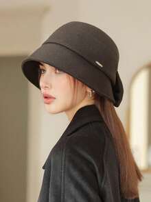 1 chiếc mũ vành lớn mới thời trang thu đông dành cho nữ, mũ lưỡi trai nhỏ tôn khuôn mặt, mũ chóp tròn đa năng thường ngày có nơ, thích hợp cho các buổi đi chơi hàng ngày, mua sắm, hẹn hò và những dịp trang trọng - Nhiều màu - Xem 13