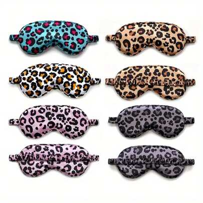 Random 1pc Silk Satin Sleep Mask For Men And Women - Light Blocking And Comfortable For Sleeping, No Battery Required, Solid Color Design For Restful Sleep, Sleep Eye Mask, Comfortable Sleepwear, Leopard Pattern, Smooth Textured Fabric