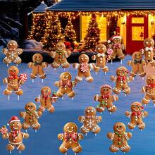 12 Pieces Christmas Gingerbread Man Yard Signs With Stakes Xmas Yard Stakes Lawn Signs Outdoor Gingerbread House Decorations For Christmas Garden Patio Party Favors