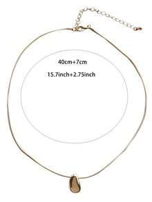 Water-drop Pendant Necklace - Yellow Gold - View 4