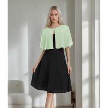 Women's Soft Chiffon Capelets Shawls And Wraps For Evening Wedding Cape Bole Cover Up{"Color_name":"SageGreen"} - 鼠尾草綠 - 查看 5
