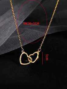 1pc Stainless Steel Double Heart Necklace - Fashionable Smooth Shiny Non-Fading Jewelry For Women, Suitable For Mother's Day, Valentine's Day, Birthday - Clothing Accessory And Holiday Gift Valentines,Mom,Mother,Mother's Day,Gift