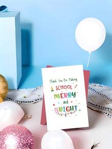 圣诞快乐，教师感谢卡——完美的年终祝福，感谢老师，学生的节日课堂礼物 - 彩色 - 查看 8