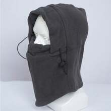 2件套冬季保暖抓绒针织拉法帽围巾男女通用，户外骑行滑雪面罩颈部保暖头套