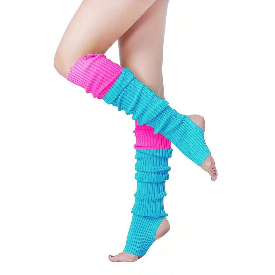 V28 Long Leg Warmer, Women's Men 80s Party Ribbed Knit Dance Sports{"Color_name":"Hole71-Mix2mh"} - 多色13 - 查看 1