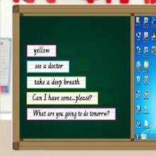 16 件磁性 4 行 3 格黑板贴纸，可重复使用可擦除英语书写白板贴纸，教师课堂学习工具，强磁底部，趣味设计，冰箱贴，彩色语言教学