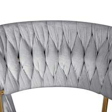 2er-Set Küchenhocker mit Samtbezug, geflochtener Rückenlehne und verstellbarer Höhe, Barhocker, Restaurant, drehbare Struktur in Gold mit Fußstütze, modernes Design