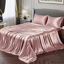 Silky Soft Pink Twin XL Satin Bed Sheets Set, 1 Deep Pocket Fitted Sheet + 1 Flat Sheet + 1 Pillowcase,  In 2025 - 玫瑰金色 - 查看 10