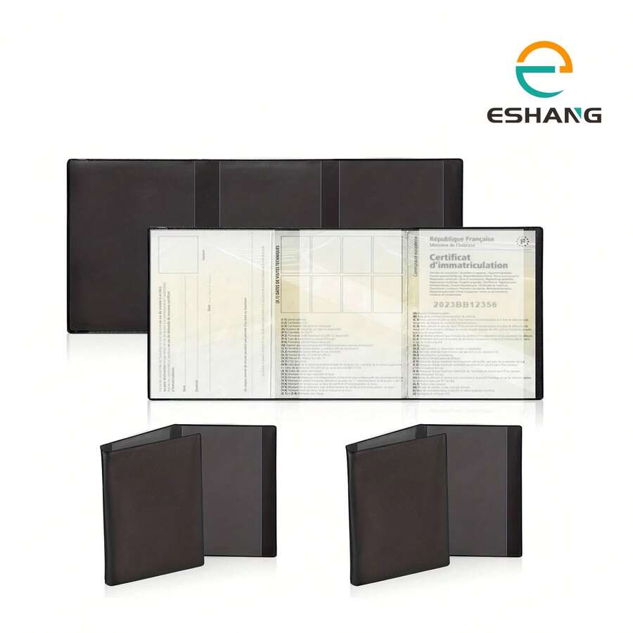 Cartera plegable de identificación, delgada y ligera, con espacio para 3 tarjetas y ranura con ventana para tarjeta de identificación o tarjeta de visita, diseño profesional negro, esencial para viajes, decoración de habitación - Negro - Ver 1