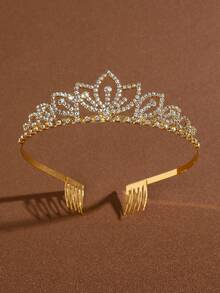 1pc Elegant Crown Party Bridal Crown Headband, Rhinestone Headpiece, Bride Hairpiece, Coronas, Tiara