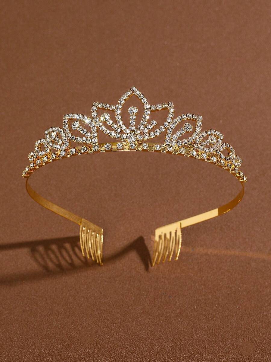 1pc Elegant Crown Party Bridal Crown Headband, Rhinestone Headpiece, Bride Hairpiece, Coronas, Tiara