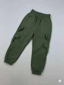 Tailored Cargo Jogger Pants – Style And Comfort For Modern Boys! - 軍綠色 - 查看 1