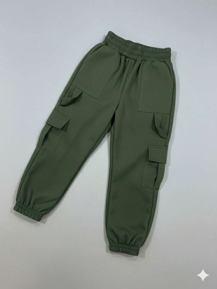 Tailored Cargo Jogger Pants – Style And Comfort For Modern Boys! - 軍綠色 - 查看 1