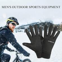 1 Pair Winter Warm Touchscreen Full Finger Gloves, Men Sports Insulated Gloves, Windproof, Waterproof, Anti-Slip Touchscreen Gloves, Suitable For Cycling, Driving, Hiking, Skiing, Outdoor Sports Warmth And Protection - Multicolor - View 1
